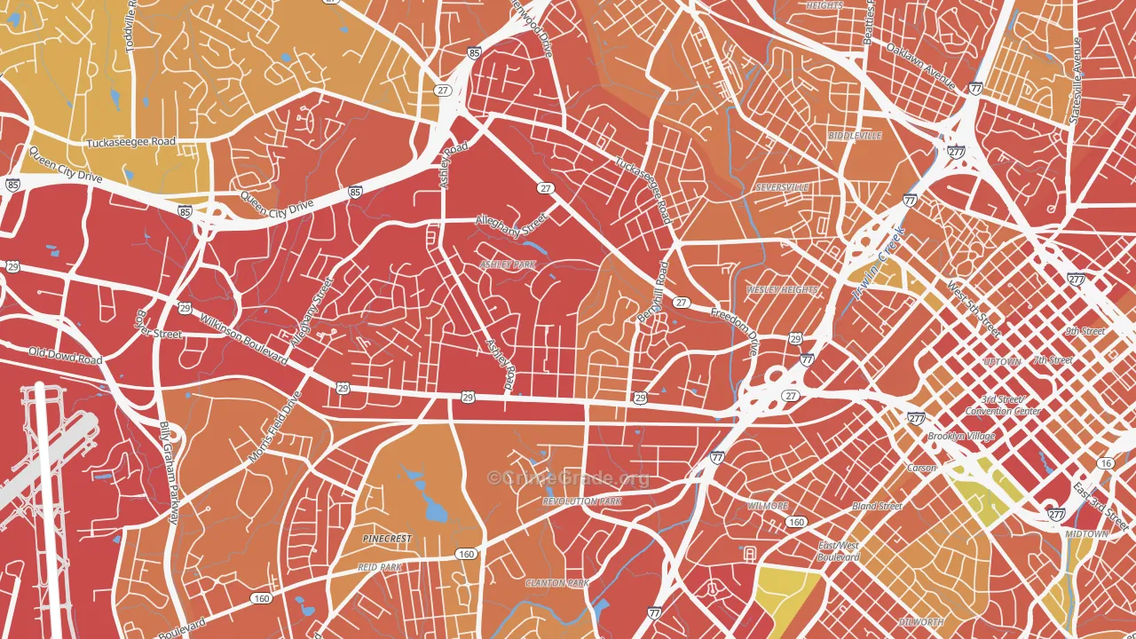 Ashley Park, Charlotte, NC Map of Theft Rates
