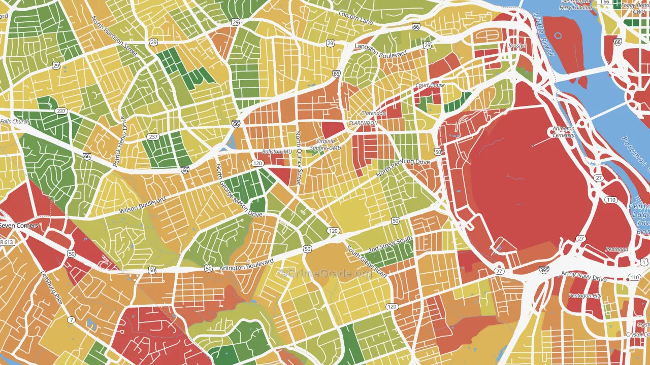 Ashton Heights, Arlington, VA Map of Theft Rates