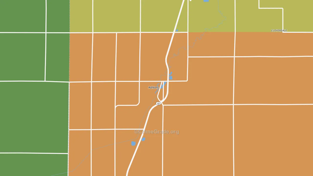 Ashton, IA Map of Theft Rates