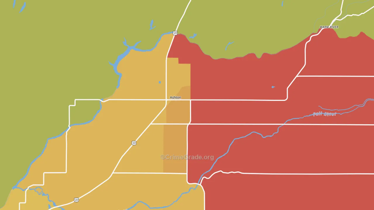 Ashton, ID Map of Theft Rates