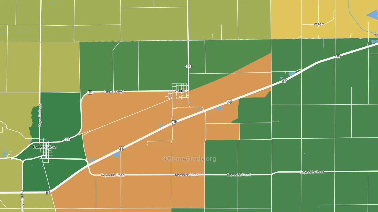 Ashton, IL Map of Theft Rates