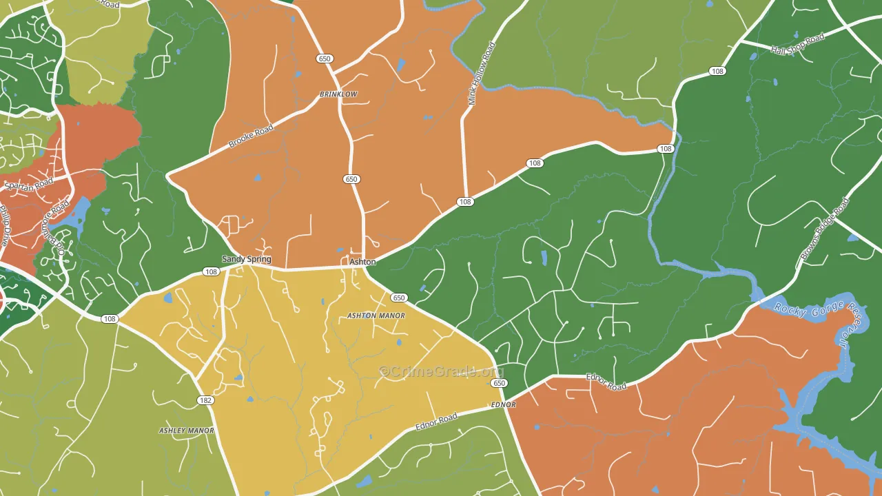 Ashton, MD Map of Theft Rates