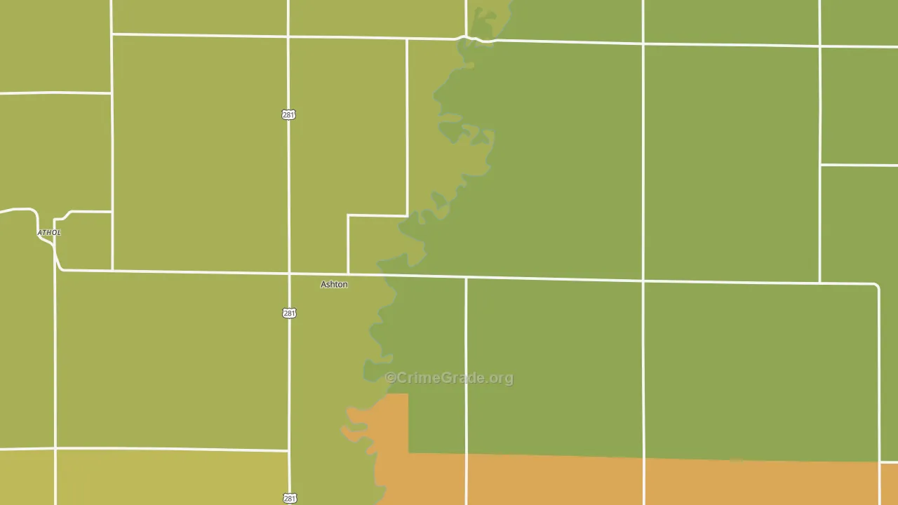 Ashton, SD Map of Theft Rates