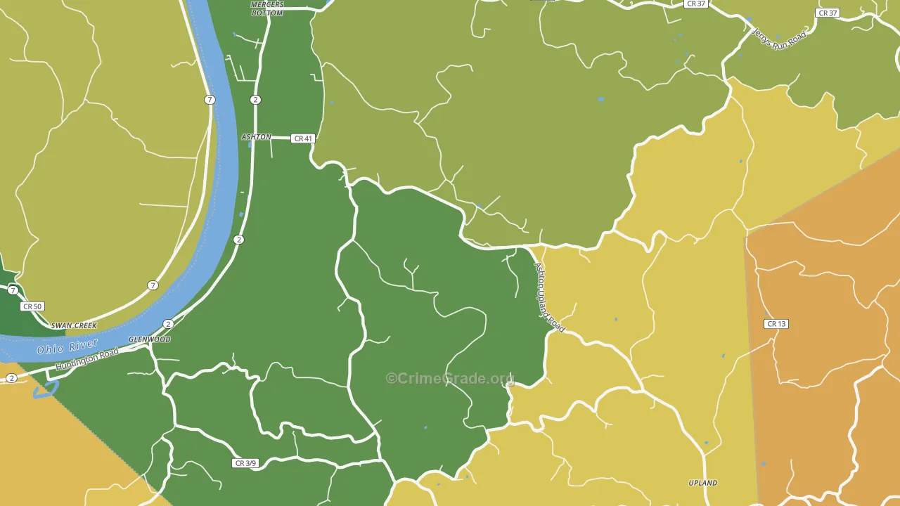 Ashton, WV Map of Theft Rates