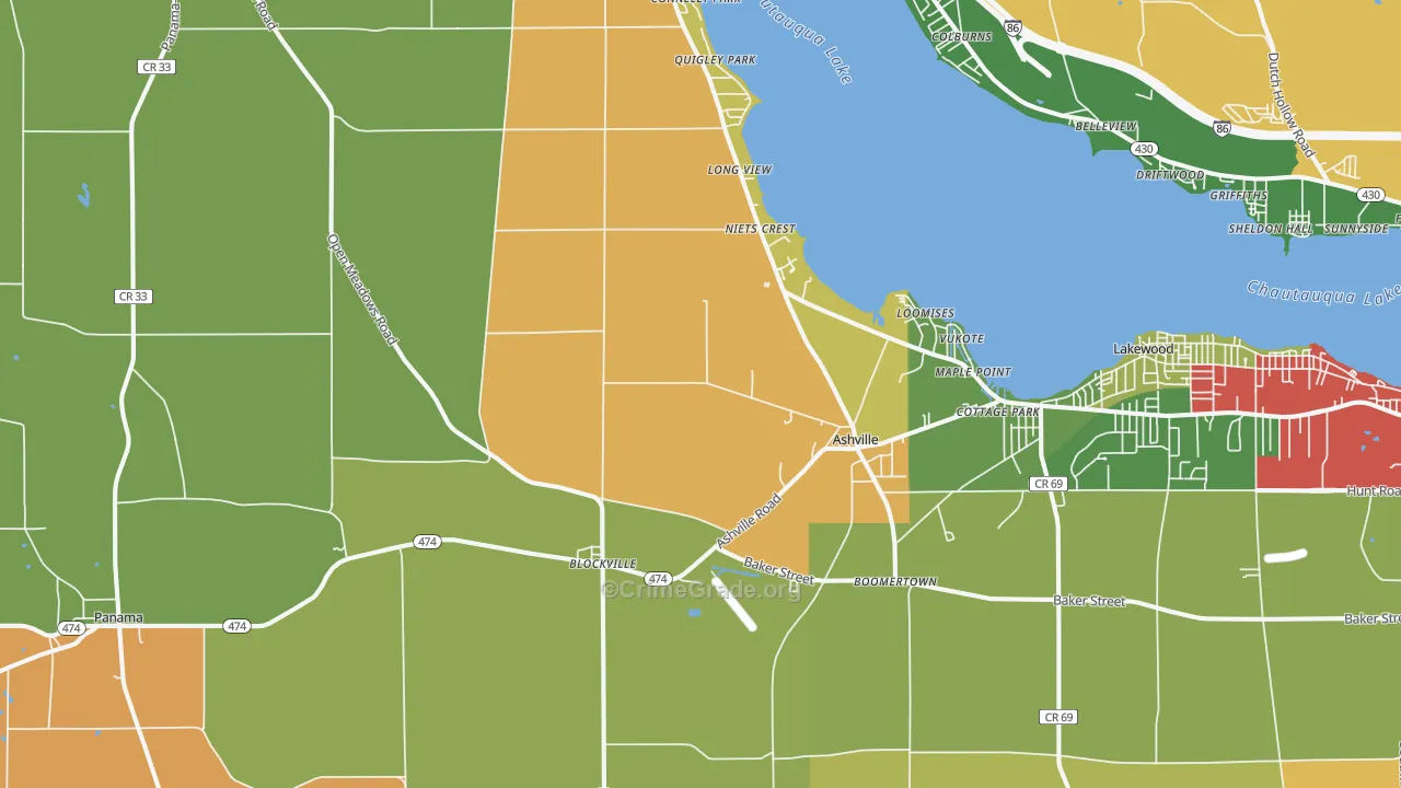 Ashville, NY Map of Theft Rates