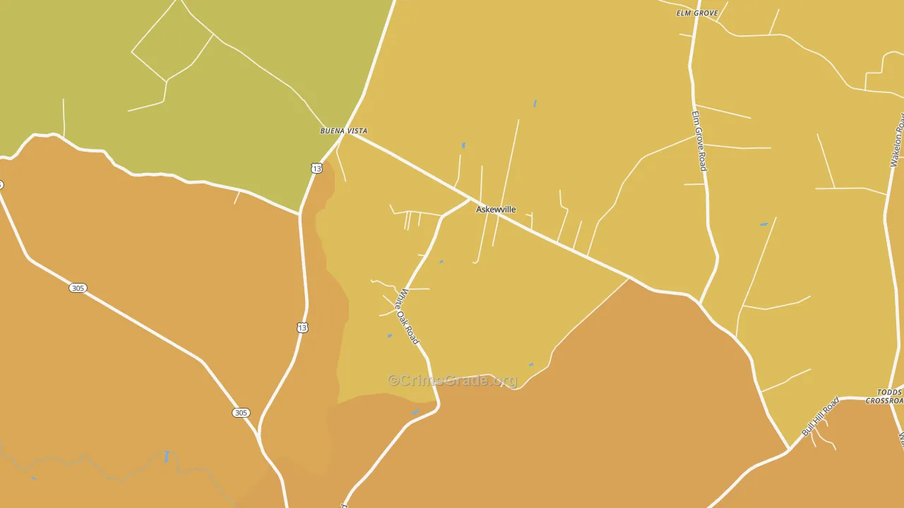 Askewville, NC Map of Theft Rates