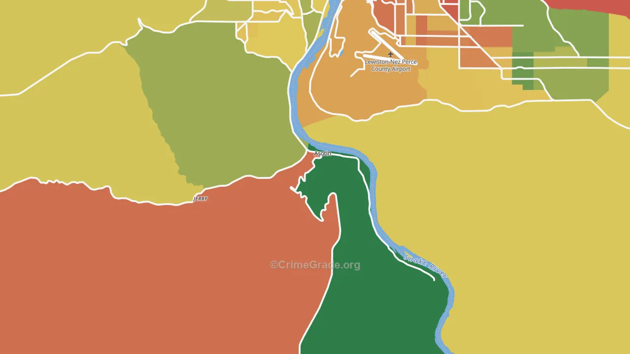 Asotin, WA Map of Theft Rates