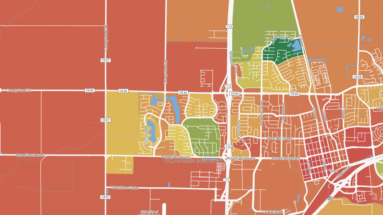 Aspen, Davis, CA Map of Theft Rates