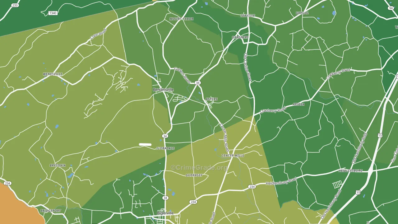 Aspers, PA Map of Theft Rates