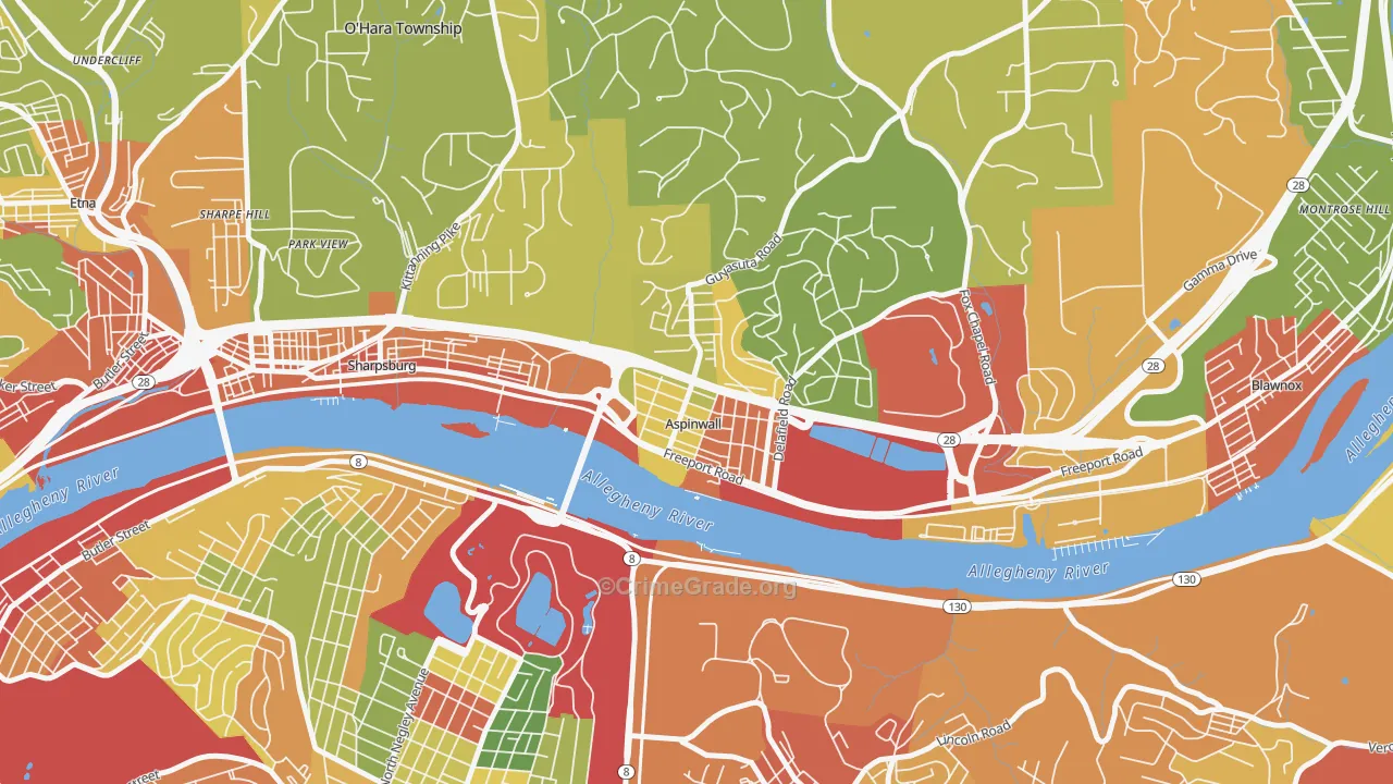 Aspinwall, PA Map of Theft Rates