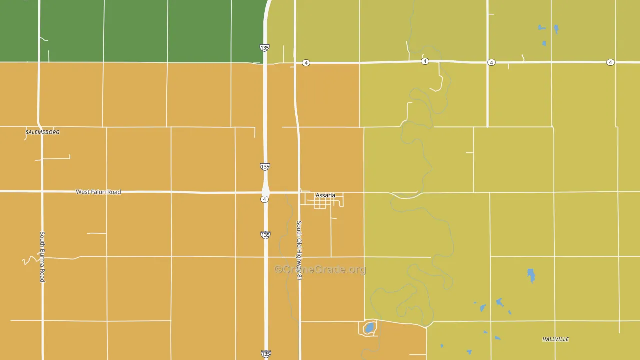 Assaria, KS Map of Theft Rates