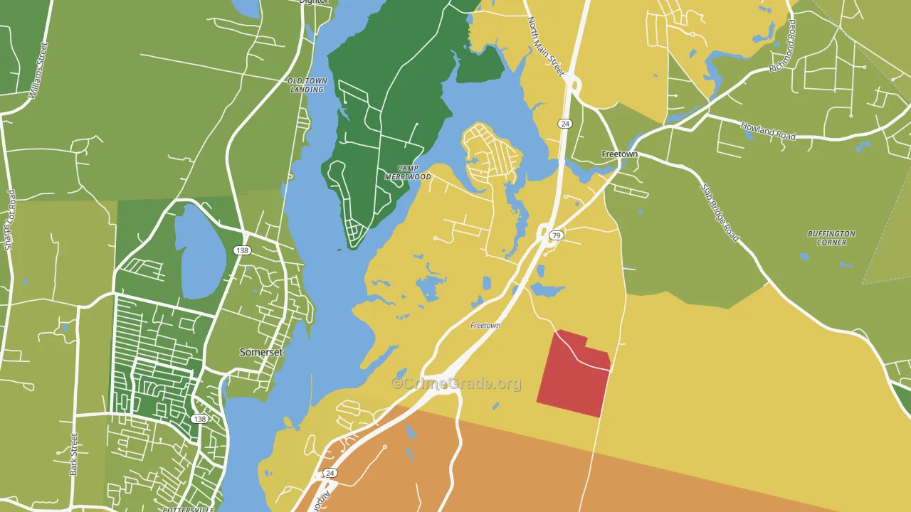 Assonet Bay Shores, MA Map of Theft Rates