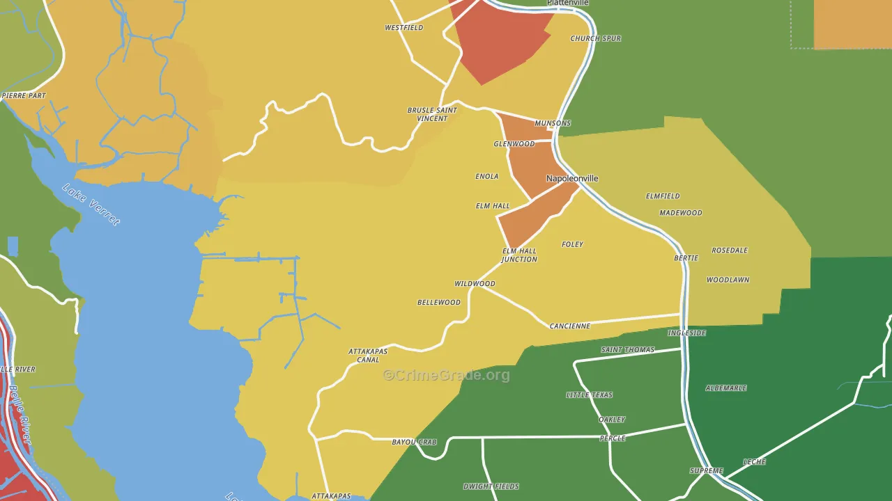 Assumption Parish, LA Map of Theft Rates