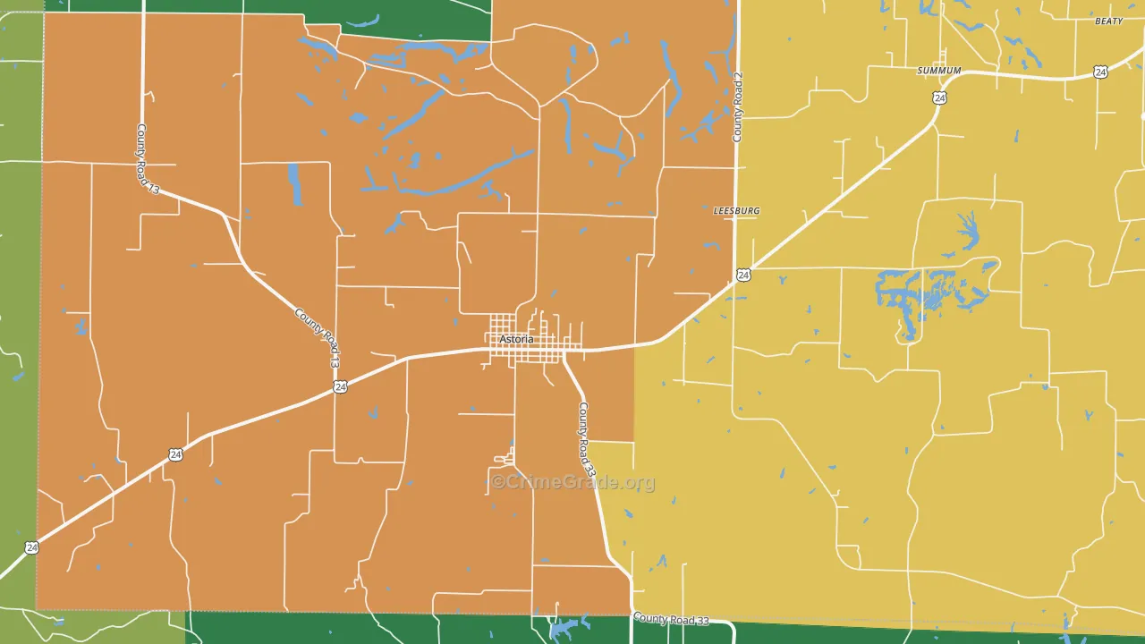 Astoria, IL Map of Theft Rates