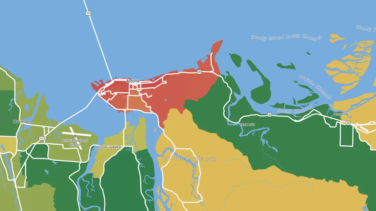 Astoria, OR Map of Theft Rates