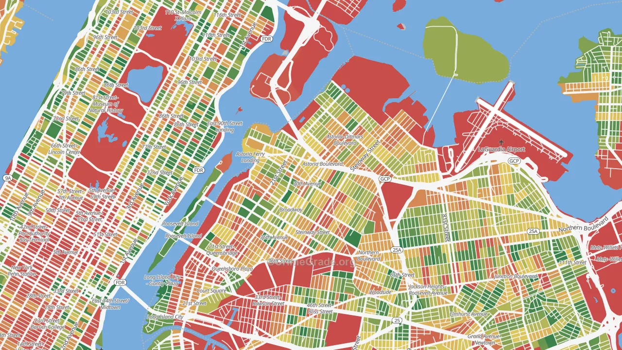 Astoria, Queens, NY Map of Theft Rates