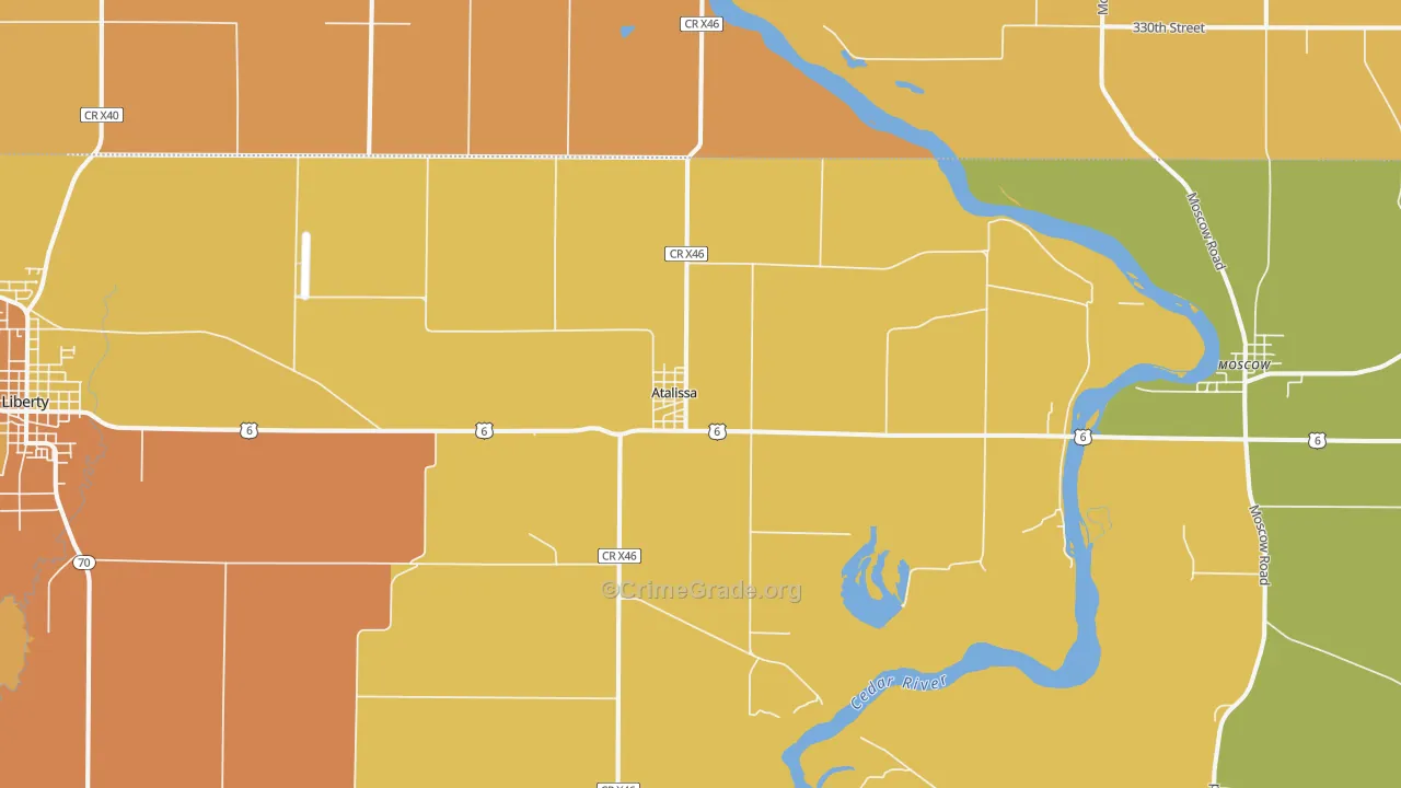 Atalissa, IA Map of Theft Rates