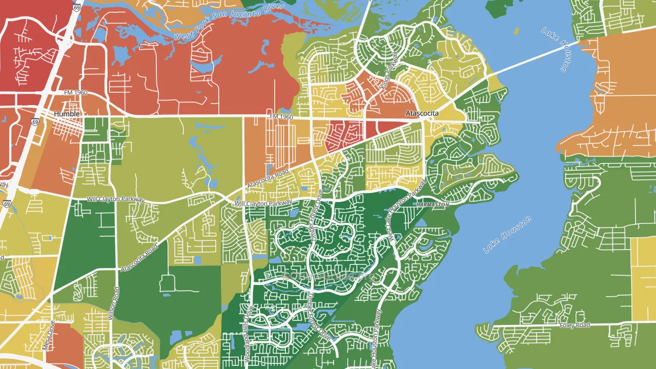 Atascocita, TX Map of Theft Rates