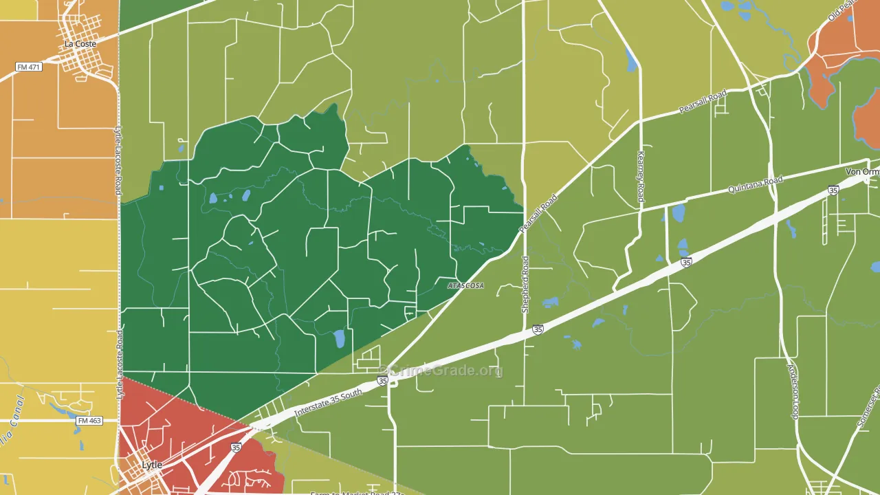 Atascosa, TX Map of Theft Rates