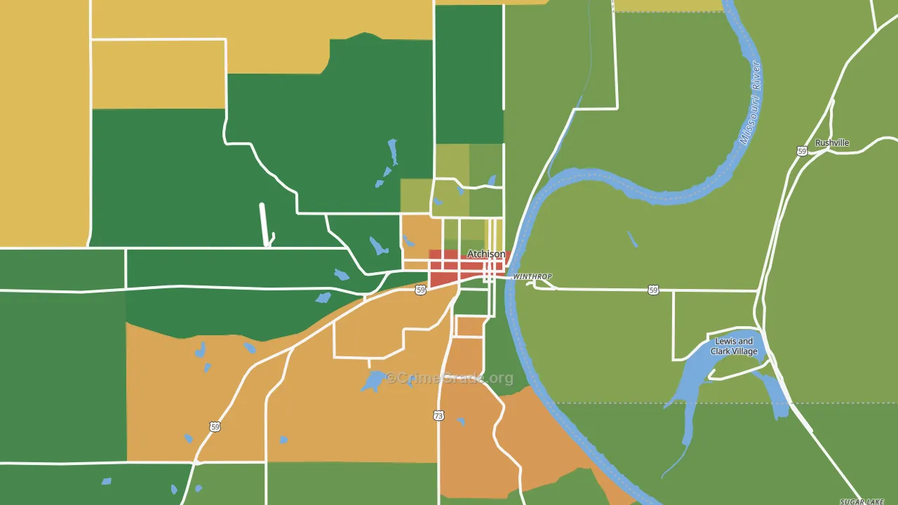 Atchison, KS Map of Theft Rates