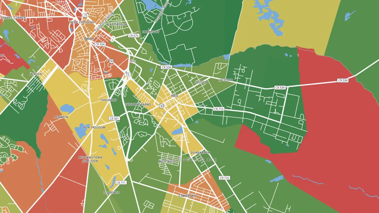 Atco, NJ Map of Theft Rates