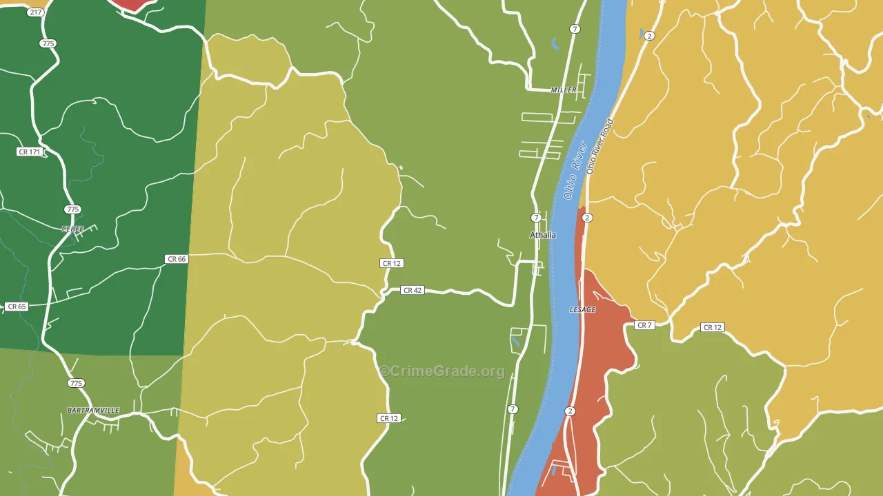 Athalia, OH Map of Theft Rates