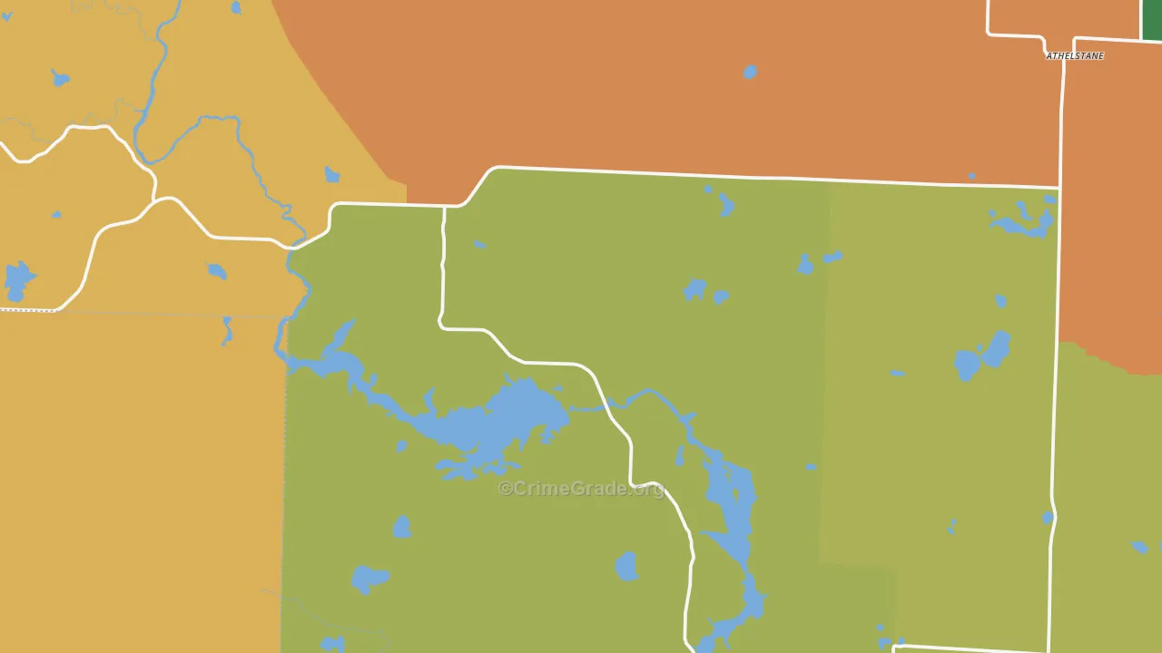 Athelstane, WI Map of Theft Rates