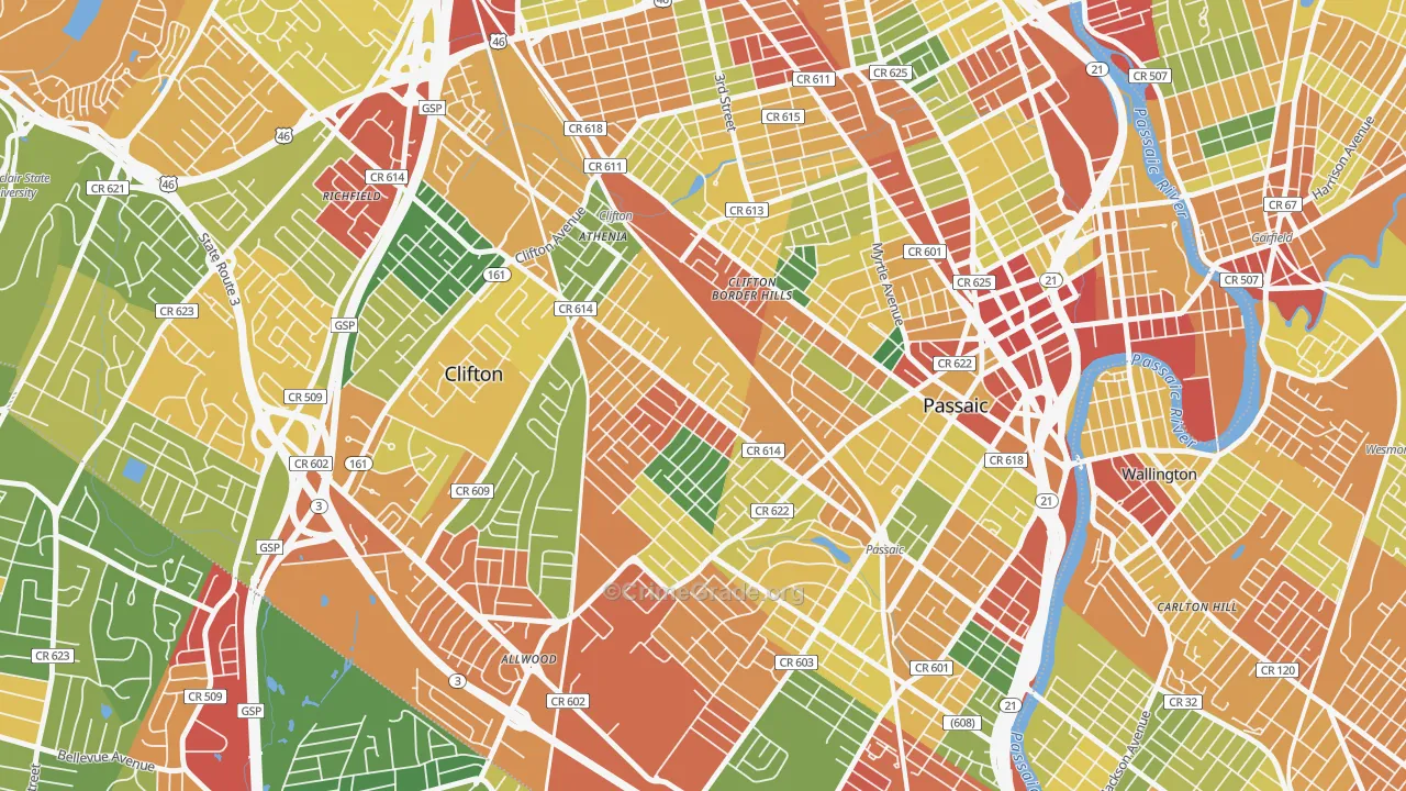 Athenia, Clifton, NJ Map of Theft Rates