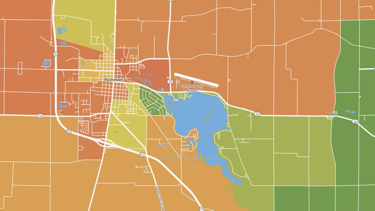 Athens, IN Map of Theft Rates