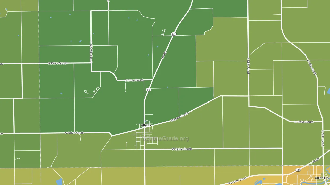 Athens, MI Map of Theft Rates