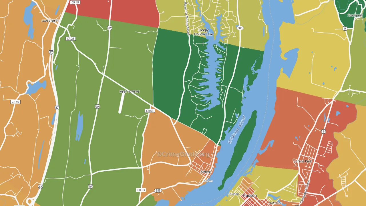 Athens, NY Map of Theft Rates