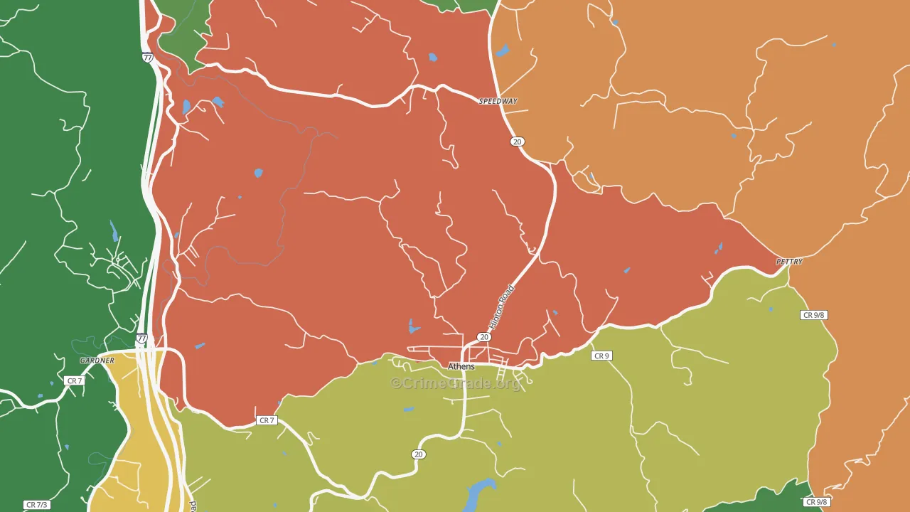 Athens, WV Map of Theft Rates