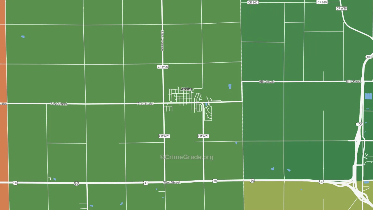 Atkins, IA Map of Theft Rates