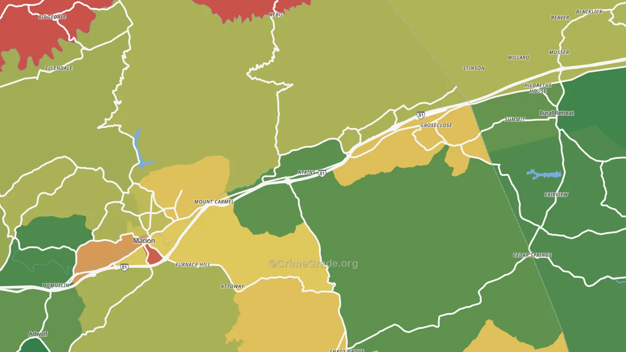 Atkins, VA Map of Theft Rates