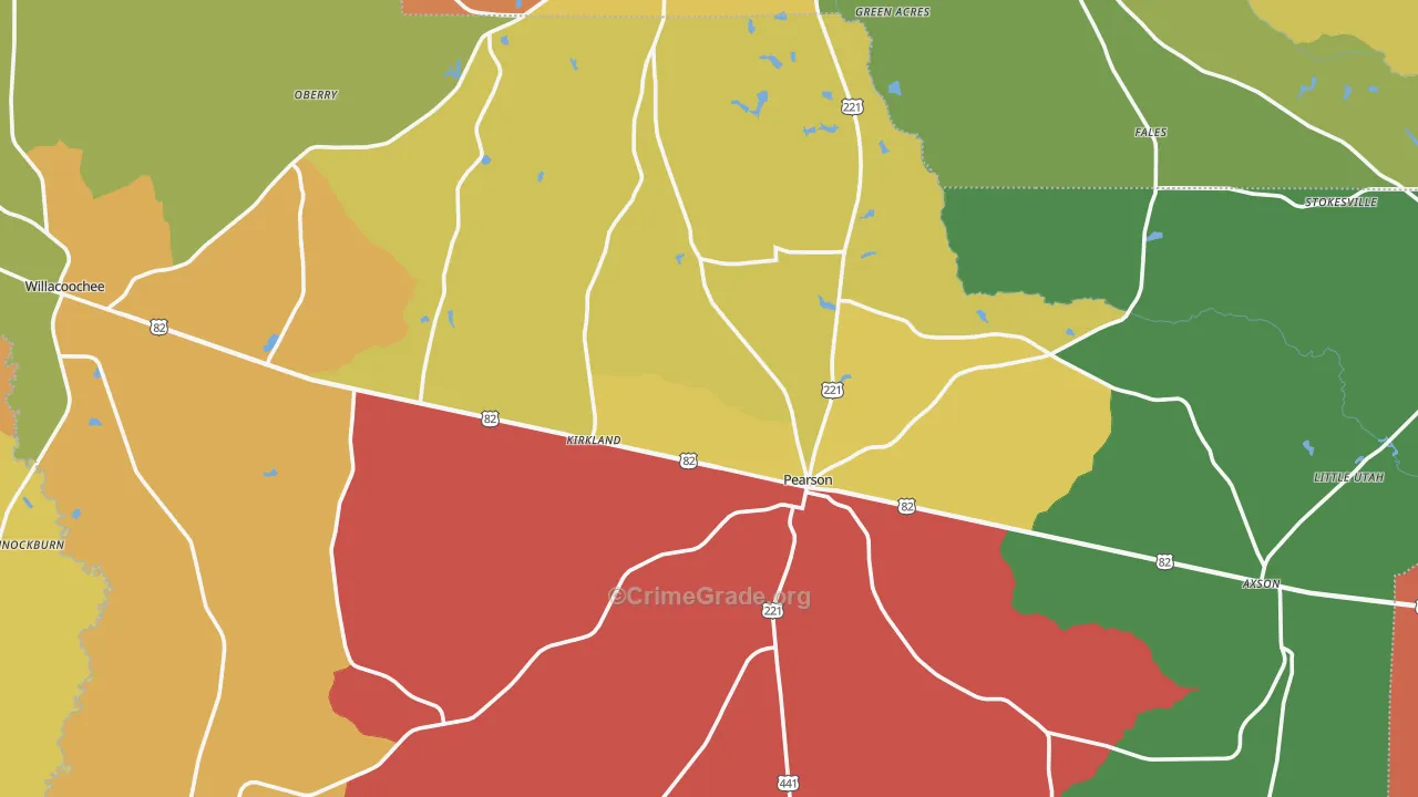 Atkinson County, GA Map of Theft Rates