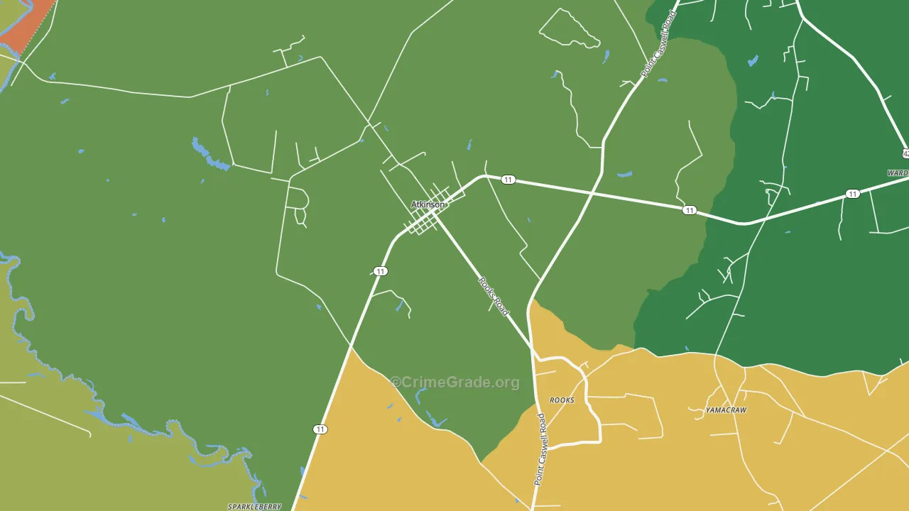 Atkinson, NC Map of Theft Rates