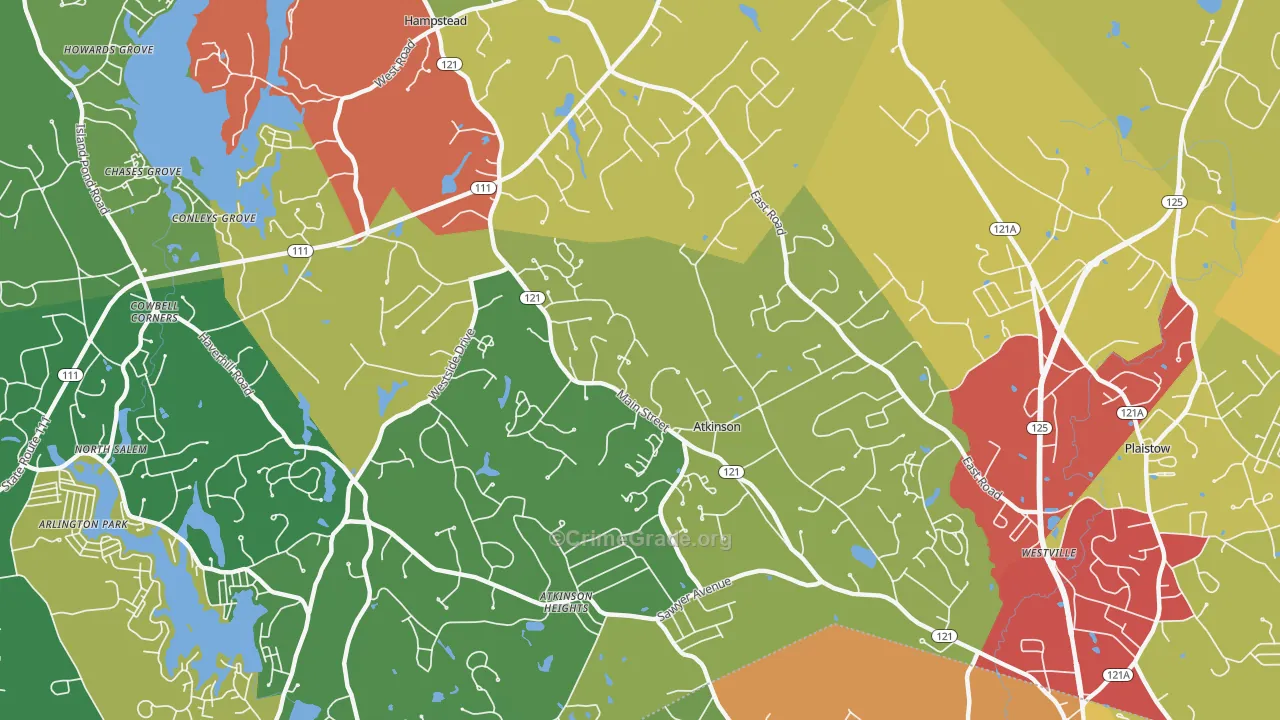 Atkinson, NH Map of Theft Rates