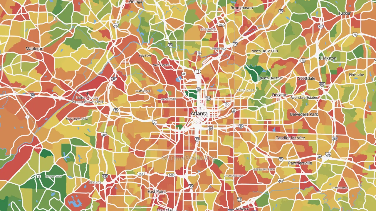 Atlanta, GA Map of Theft Rates