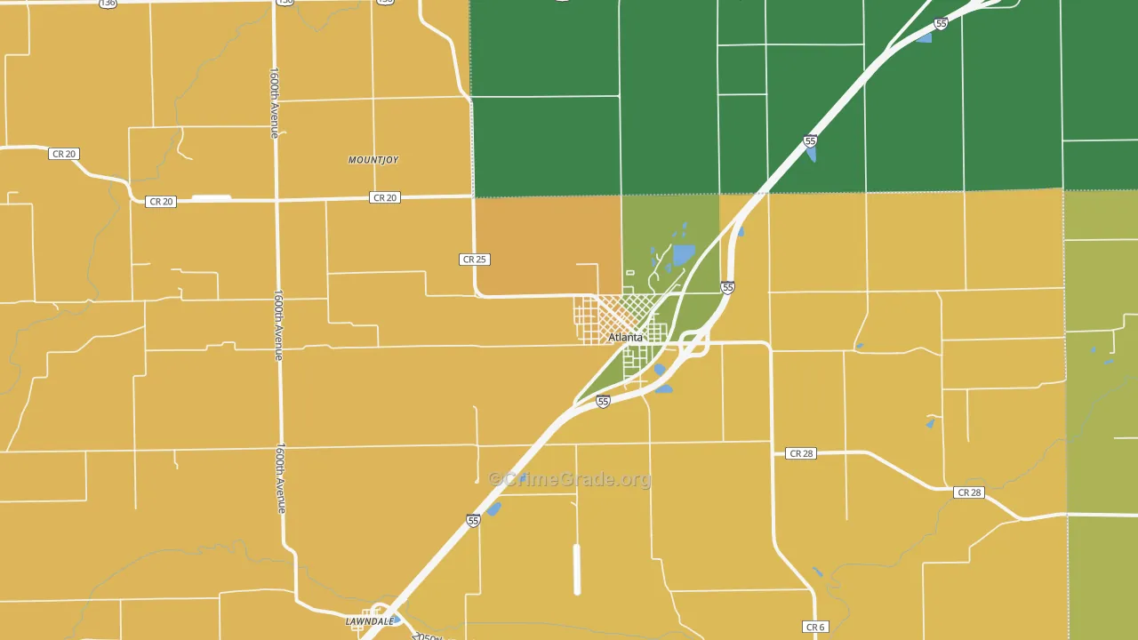 Atlanta, IL Map of Theft Rates