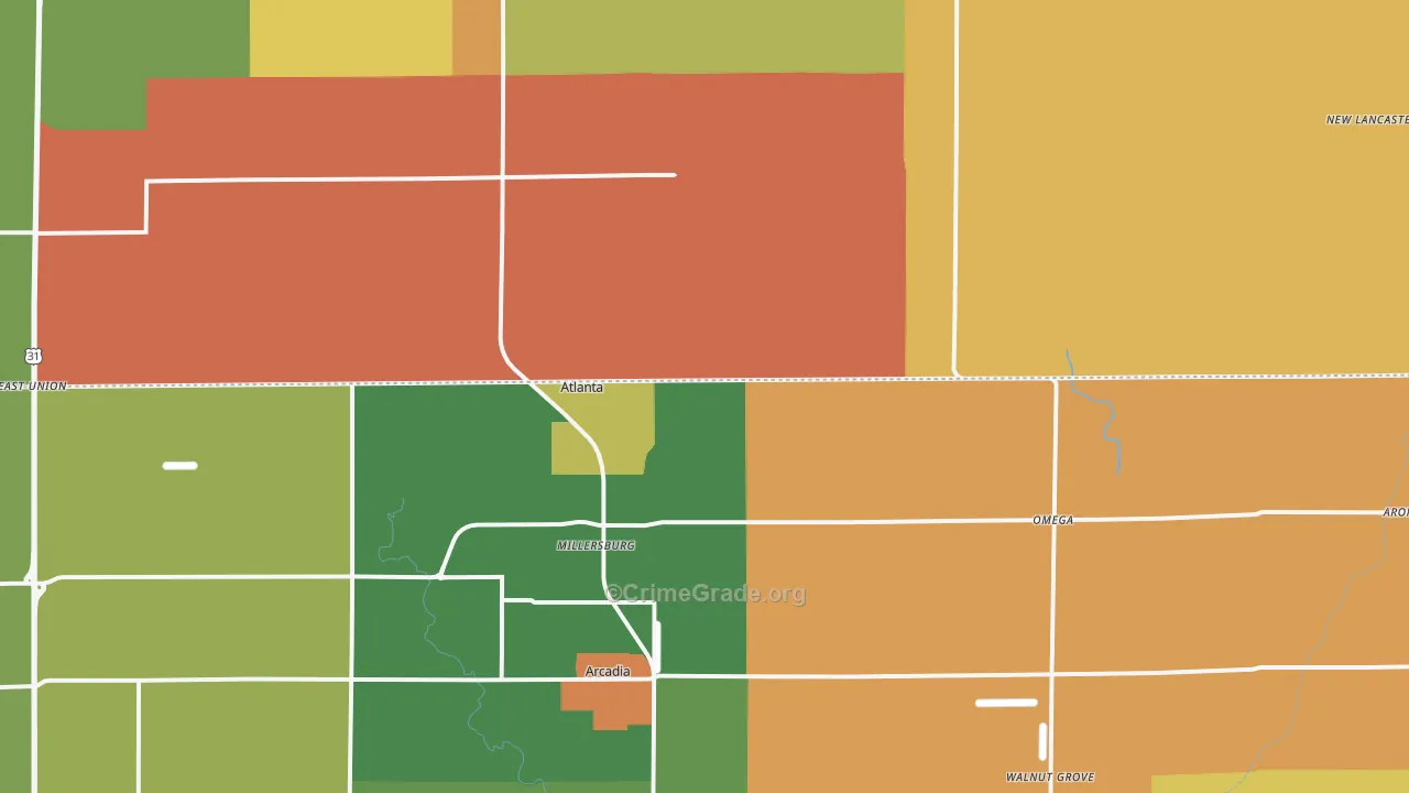 Atlanta, IN Map of Theft Rates