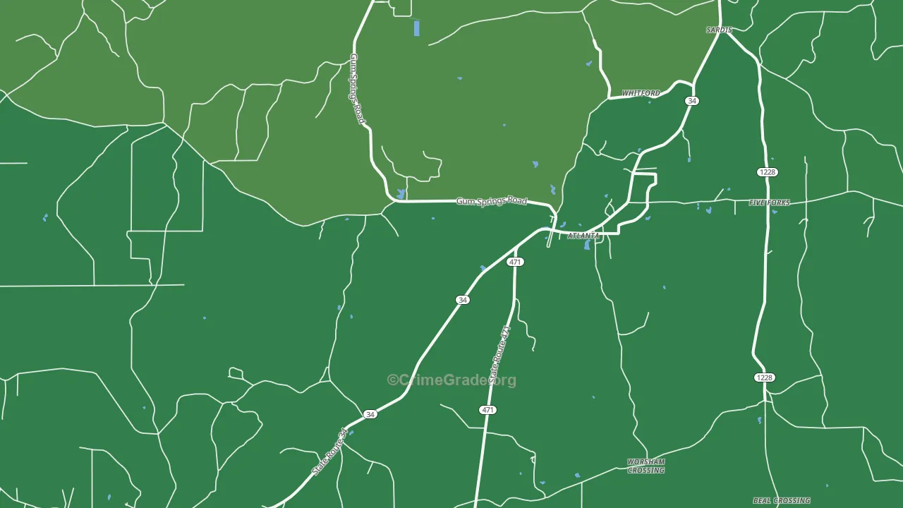 Atlanta, LA Map of Theft Rates
