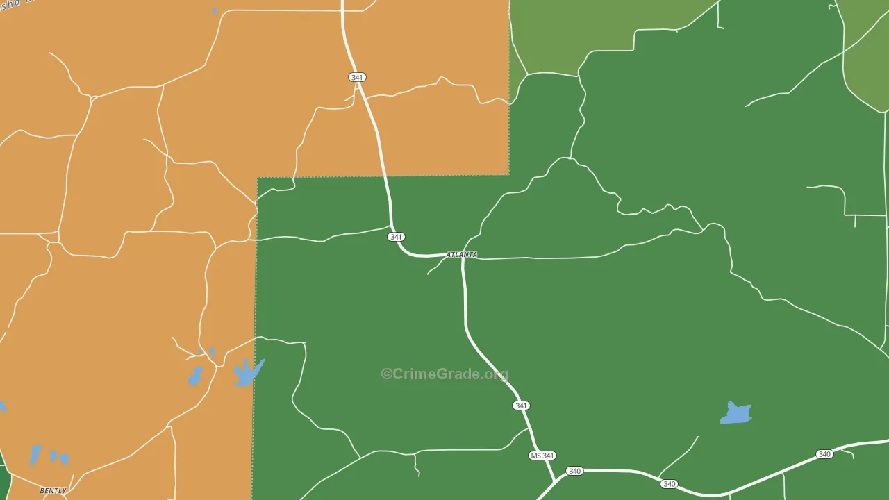 Atlanta, MS Map of Theft Rates
