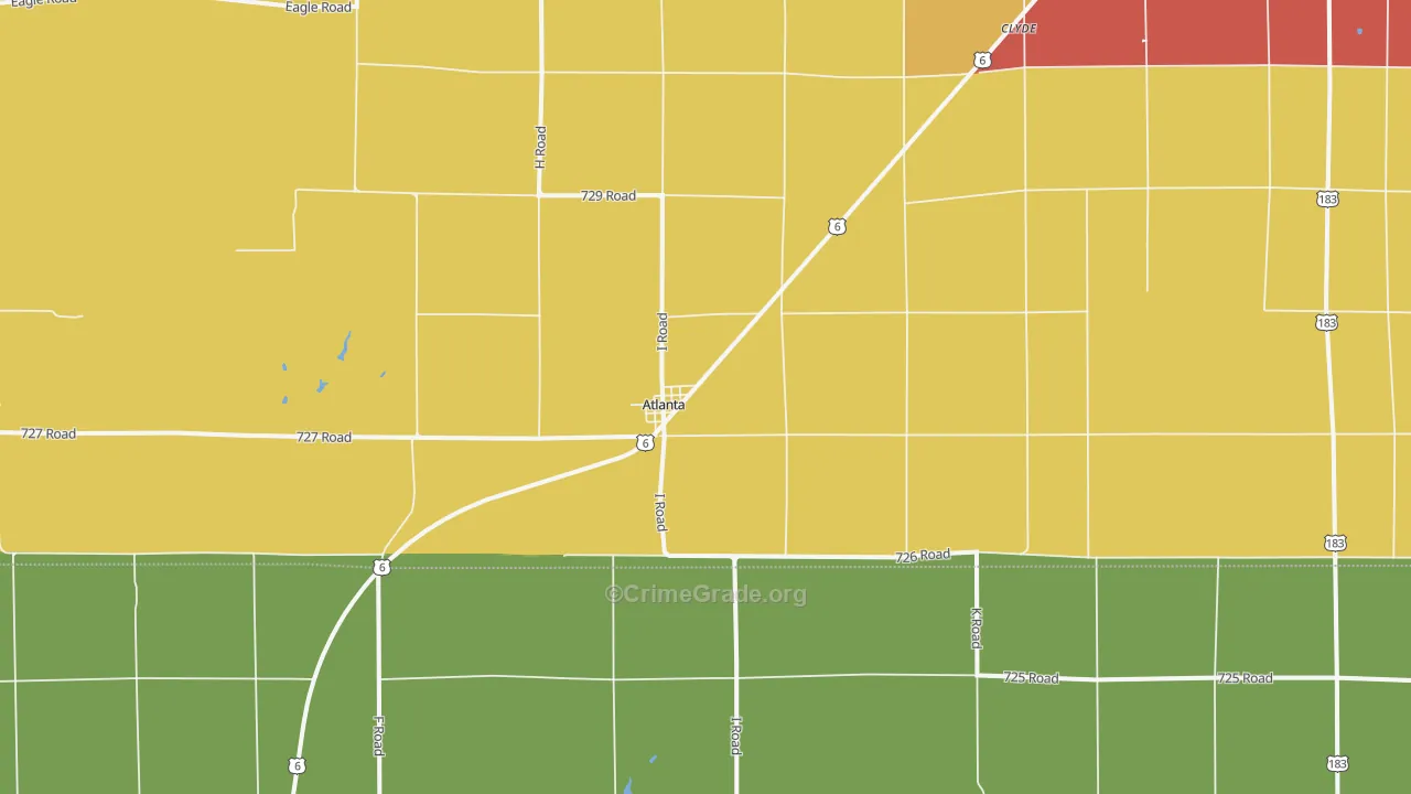 Atlanta, NE Map of Theft Rates