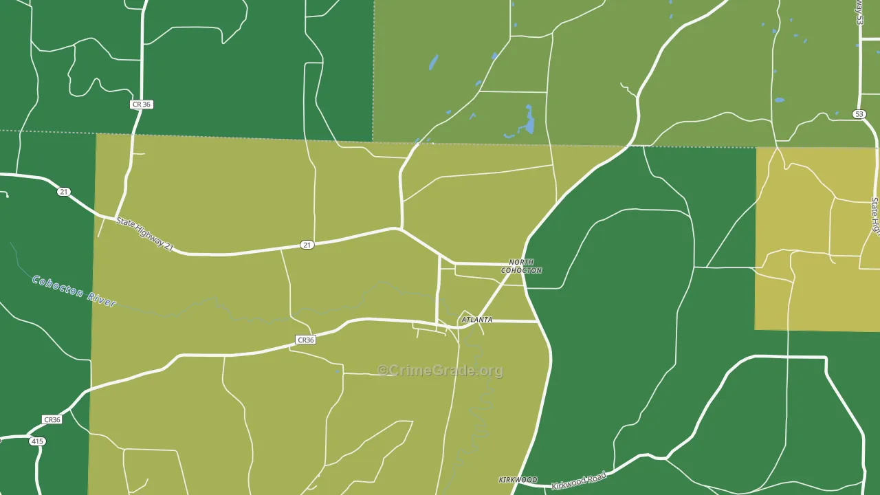 Atlanta, NY Map of Theft Rates