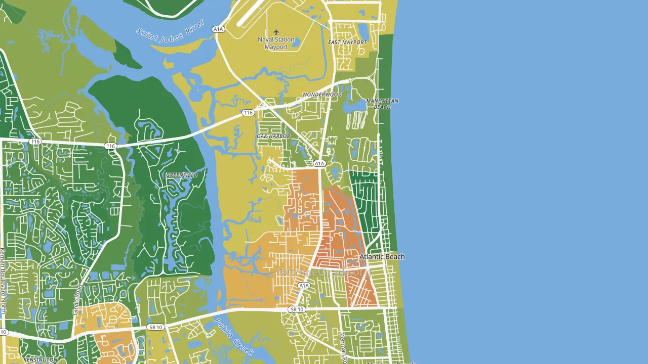 Atlantic Beach, FL Map of Theft Rates
