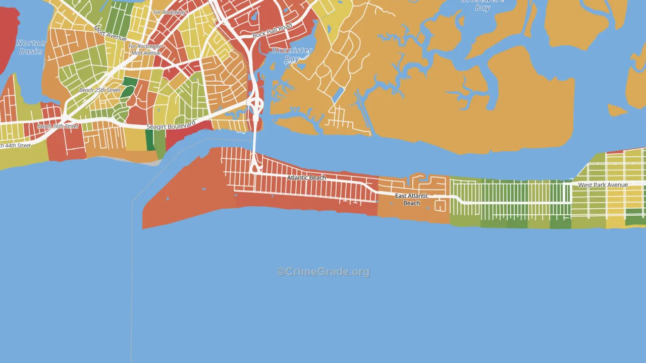 Atlantic Beach, NY Map of Theft Rates