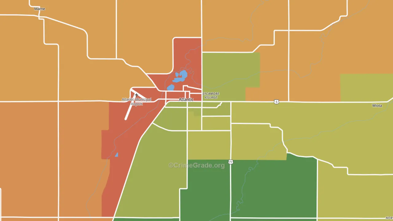 Atlantic, IA Map of Theft Rates