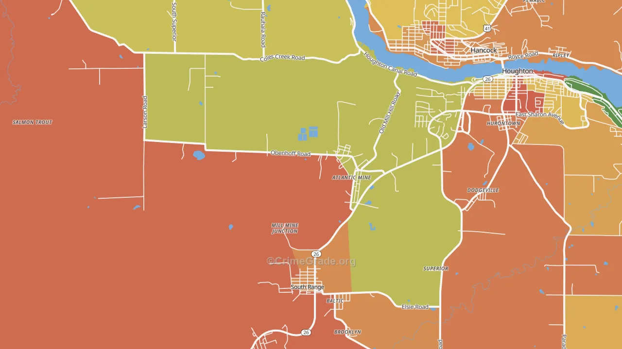 Atlantic Mine, MI Map of Theft Rates