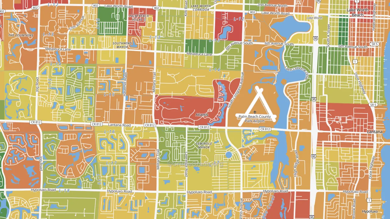 Atlantis, FL Map of Theft Rates