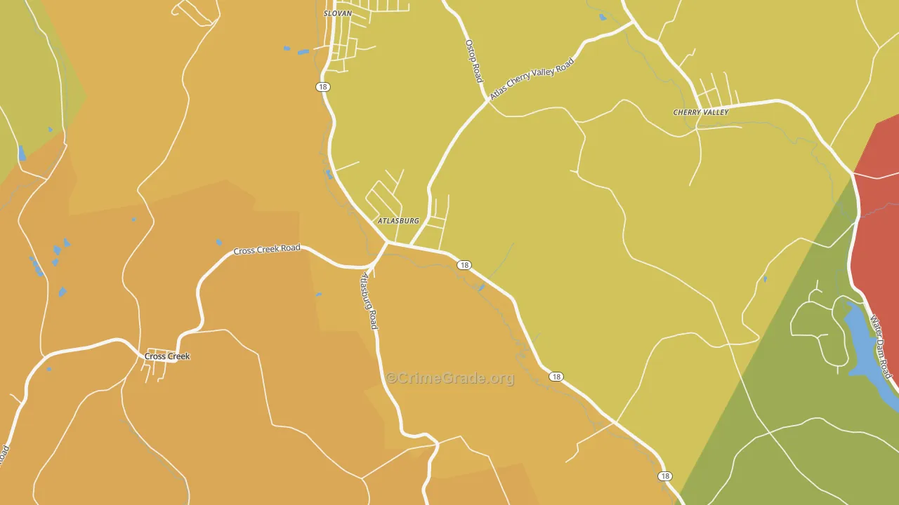 Atlasburg, PA Map of Theft Rates